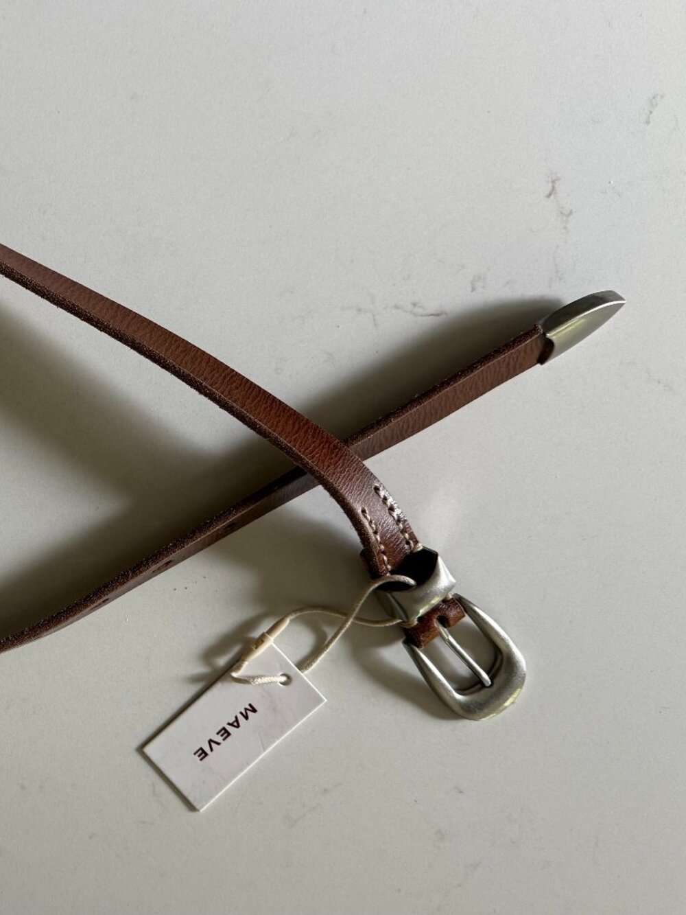 Maeve Label Dark Brown Western Thin Belt NWT